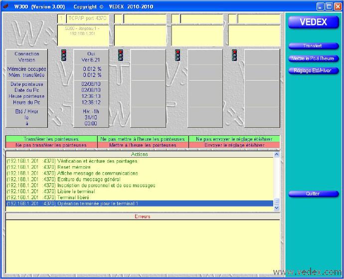 W300 cran de rcupration des pointages