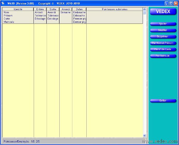 W630 & W300 cran liste du personnel