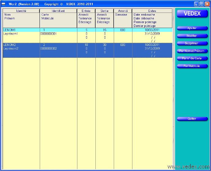 Wcr2 cran paramtres, menu  droite